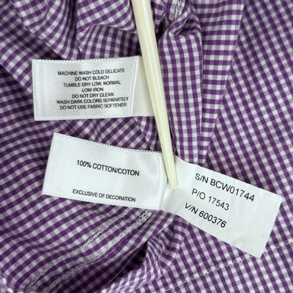 Cutter & Buck Purple White Gingham Plaid Button Up Long Sleeve Men’s 4XB Career - Picture 7 of 11
